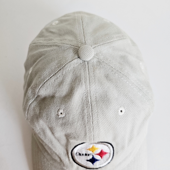 Vintage NFL Steelers Pittsburgh Hat Y2K Khaki Strapback Cotton Cap H12 - Picture 9 of 15